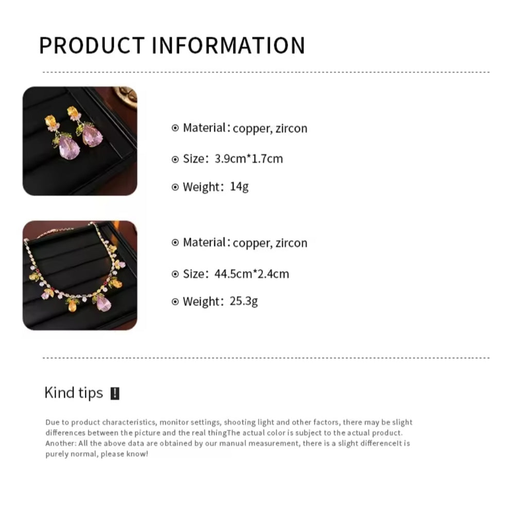 Multi-Color Gemstone Statement Necklace Set