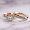 Luxury Princess Cut Diamond Bridal Ring Set