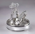Elegant 3-Piece Bridal Halo Ring Set